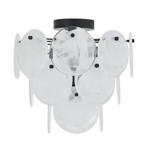 Modern 4-Light Flush Mount Matte Black Glass Ceiling Light Fixture Chandelier
